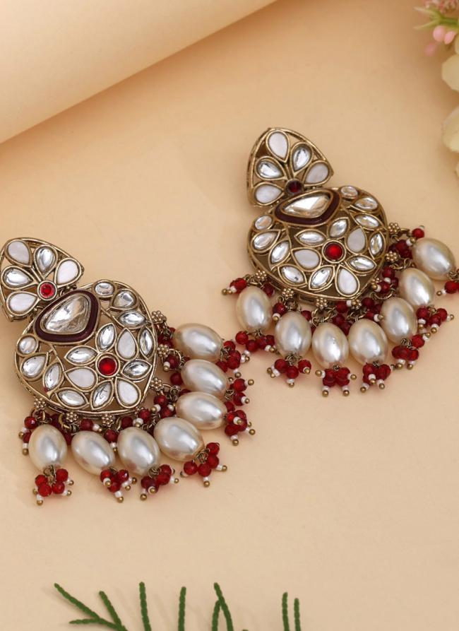   Festival Wear  Maroon Color Kundan Earrings